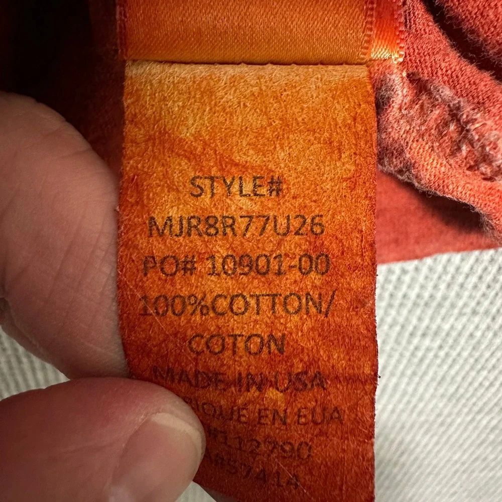 True Religion  Slub Acid Wash Long Sleeve Henley Shirt Orange Mens XL
